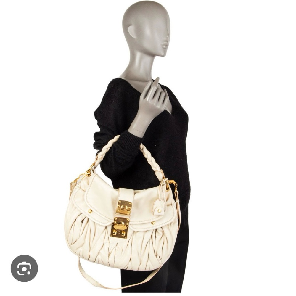 Miu Miu Matelasse Napa Leather Coffer Hobo Bag Taupe
